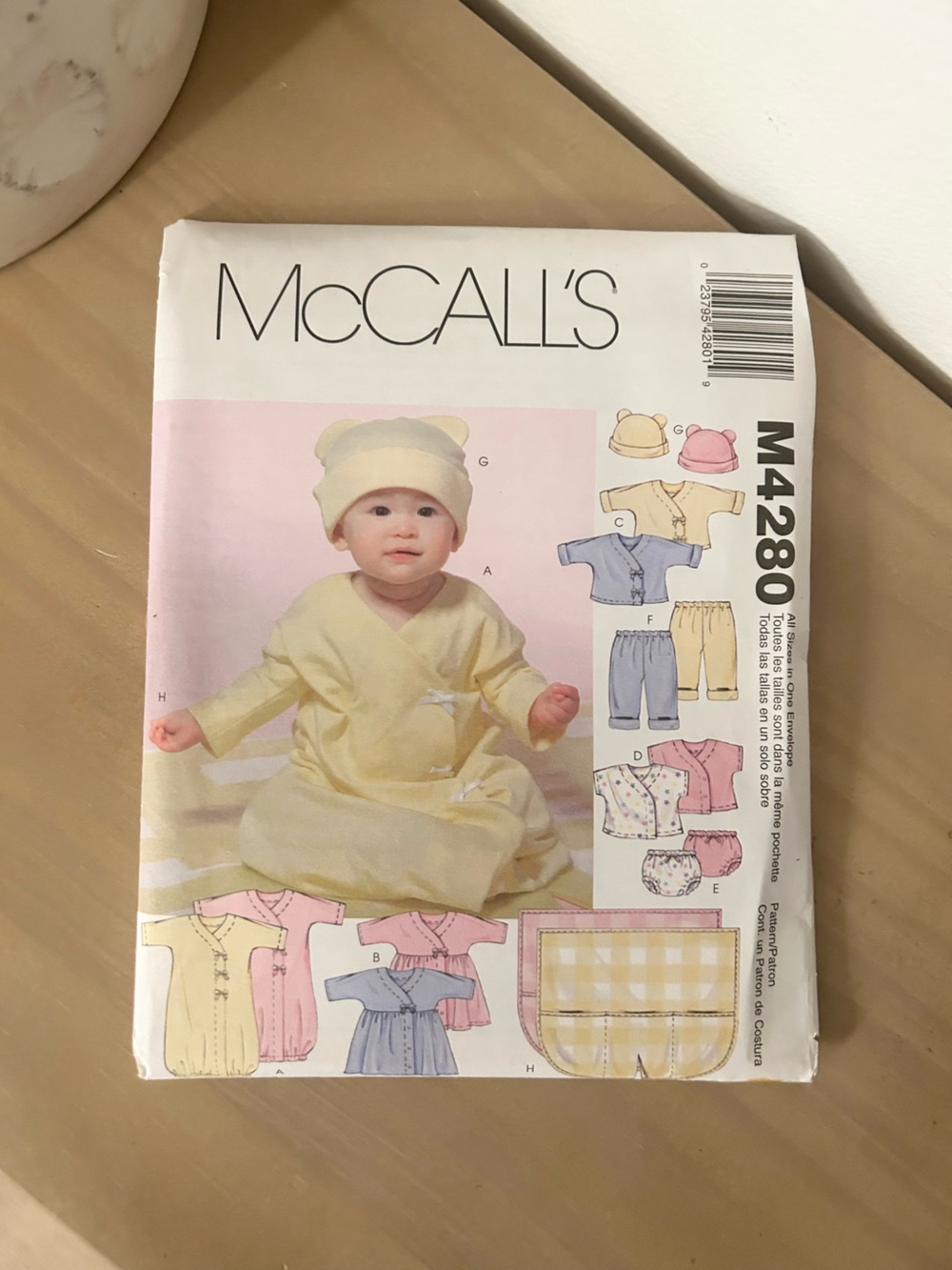 Vintage McCall’s M4280 Infant Layette Sewing Pattern Hats, Tops & Bottom